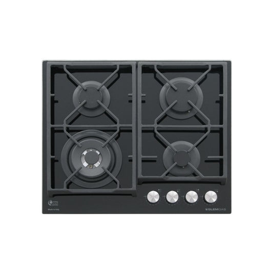 GLEM GAS GV64TXBK | PIANI COTTURA IN CRISTALLO TEMPERATO A GAS | 60 | NERO | 60x50 cm - 4 fuochi gas