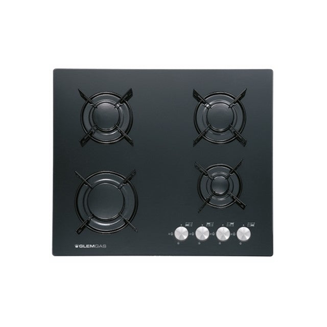 GLEM GAS GV64BK- | PIANI COTTURA IN CRISTALLO TEMPERATO A GAS | 60 | NERO | 60x50 cm - 4 fuochi gas 