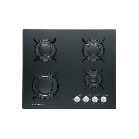 GLEM GAS GV64BK- | PIANI COTTURA IN CRISTALLO TEMPERATO A GAS | 60 | NERO | 60x50 cm - 4 fuochi gas 
