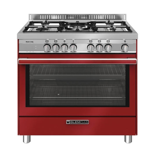 GLEM GAS ST965MRS | CUCINE SPECIALISTA ST | 90X60_TUTTO FORNO | ROSSO POMODORO | 4 f.gas + 1 tripla 