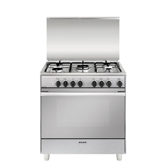 GLEM GAS U855MI6 | CUCINE UNICA | 80x50           _ TUTTO FORNO | INOX | 4f. gas + 1 tripla corona c