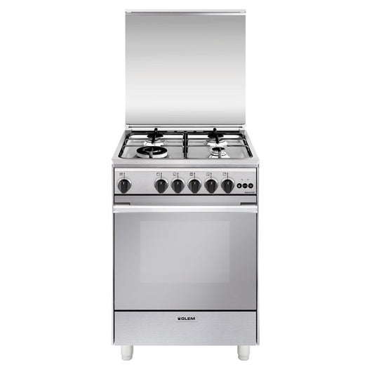 GLEM GAS U664VI | CUCINE UNICA | 60x60 | INOX | 3f. gas + 1 tripla corona da 3,6 KW,  forno gas VENT