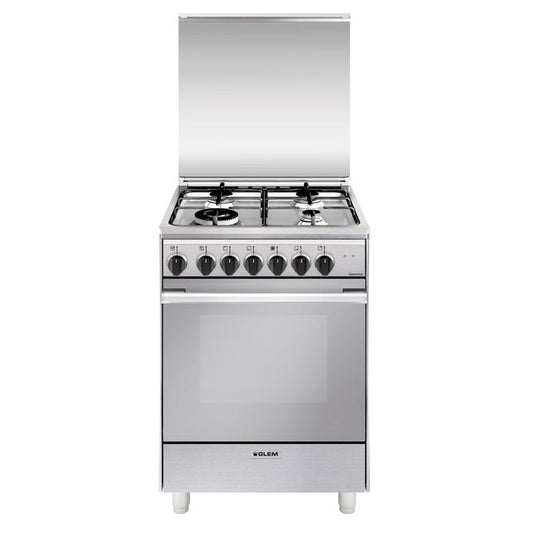 GLEM GAS U664MI | CUCINE UNICA | 60x60 | INOX | 3f. gas + 1 tripla corona da 3,6 KW, forno elettrico