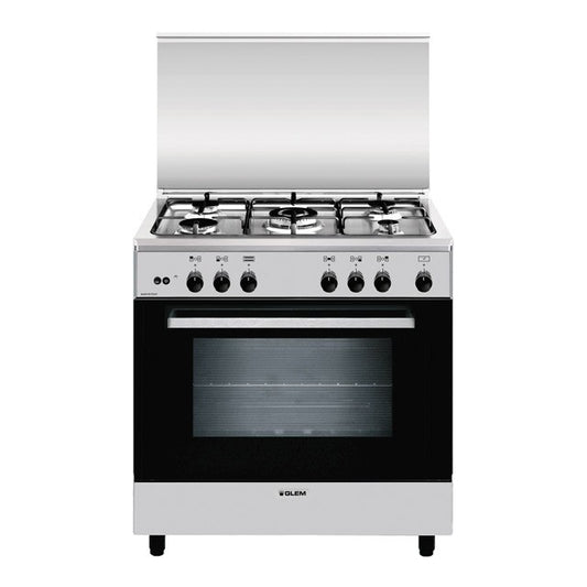 GLEM GAS A855GI | CUCINE ALPHA | 80x50            _TUTTO FORNO | INOX | 4f gas + 1 tripla corona cen
