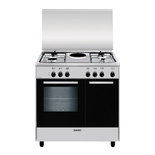 GLEM GAS AR856EI | CUCINE ALPHA | 80x50 PORTABOMBOLA | INOX | 4f gas + 1 Piastra elettrica,  forno e