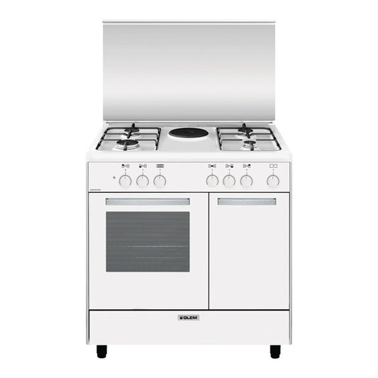 GLEM GAS AR856EX | CUCINE ALPHA | 80x50 PORTABOMBOLA | BIANCO | 4f gas + 1 Piastra elettrica,  forno