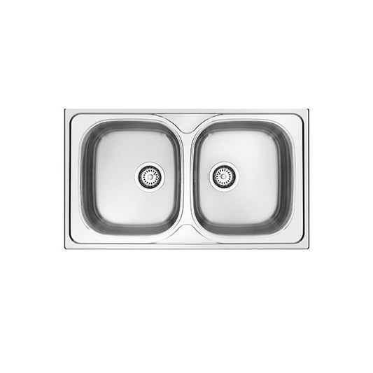 GLEM GAS L286X3 | LAVELLI INOX | 86 | INOX |  2 vasche - pilette 3'1/2 - profondita' 20 cm