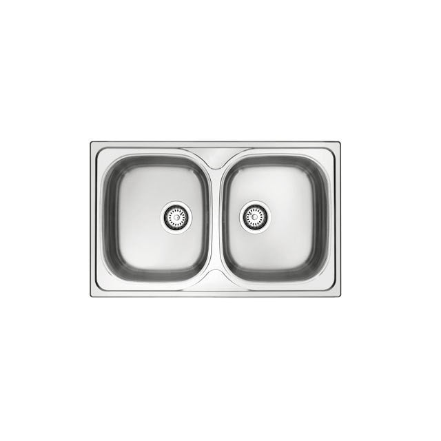 GLEM GAS GL279X | LAVELLI INOX | 79 | INOX | 2 vasche - pilette 3'1/2 profondita' 14 cm