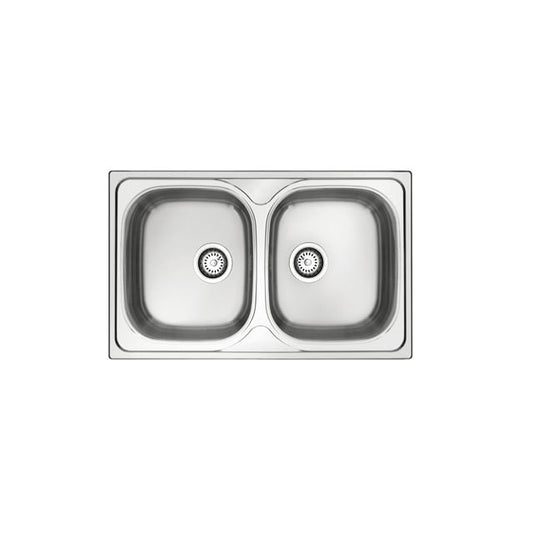 GLEM GAS GL279X | LAVELLI INOX | 79 | INOX | 2 vasche - pilette 3'1/2 profondita' 14 cm