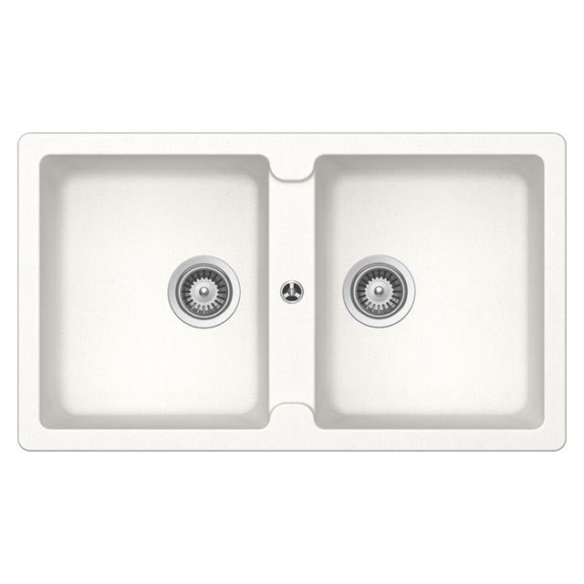 GLEM GAS LS286WH | LAVELLI UNIGRANIT - ANTIBATTERICO NATURALE | 86 | BIANCO | 2 vasche - pilette 3'1