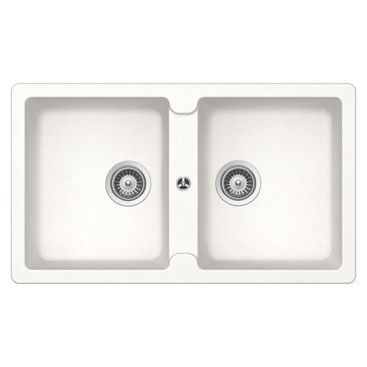 GLEM GAS LS286WH | LAVELLI UNIGRANIT - ANTIBATTERICO NATURALE | 86 | BIANCO | 2 vasche - pilette 3'1