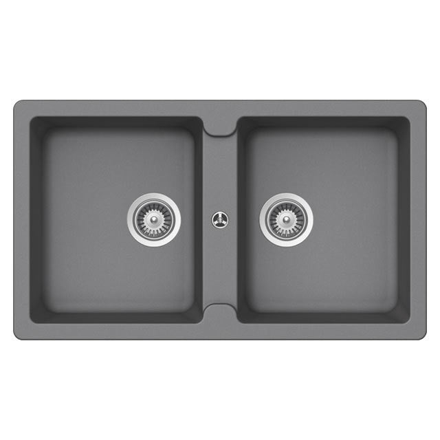 GLEM GAS LS286C | LAVELLI UNIGRANIT - ANTIBATTERICO NATURALE | 86 | CROMA | 2 vasche - pilette 3'1/2