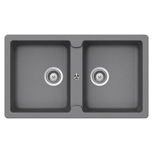 GLEM GAS LS286C | LAVELLI UNIGRANIT - ANTIBATTERICO NATURALE | 86 | CROMA | 2 vasche - pilette 3'1/2