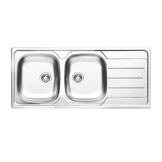 GLEM GAS L2G16XS3 | LAVELLI INOX | 116 | INOX | 2 - vasche sx + gocciolatoio - pilette 3'1/2 - profo