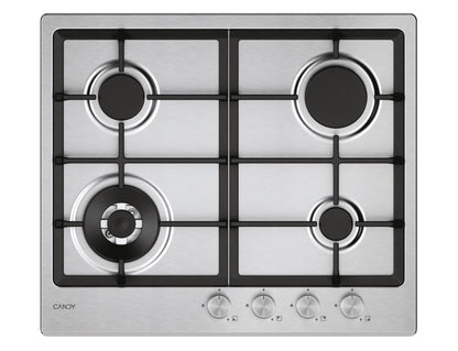 CANDY BI CHG6BF4WTX|33803487|Piano Gas da 60cm inox;  Griglie in ghisa; 4 fuochi; bruciatore special