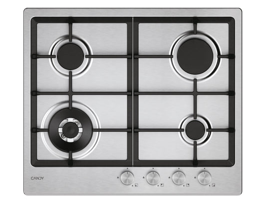 CANDY BI CHG6BF4WTX|33803487|Piano Gas da 60cm inox;  Griglie in ghisa; 4 fuochi; bruciatore special