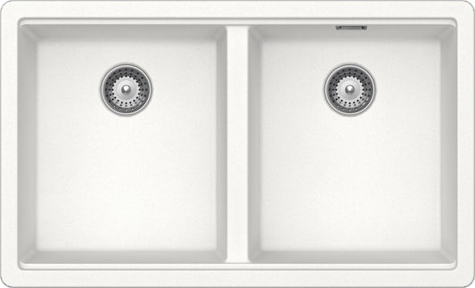 Schock BYKN200U01 | 2 VASCHE - BINARIO INTEGRATO PER ACCESSORI | Cristalite | 694X400 | BIANCO ASSOL