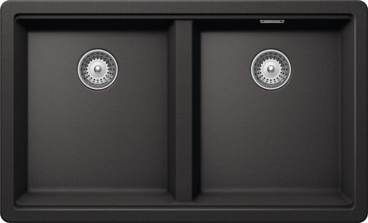 Schock BYKN200U13 | 2 VASCHE - BINARIO INTEGRATO PER ACCESSORI | Cristalite | 694X400 | NERO ASSOLUT