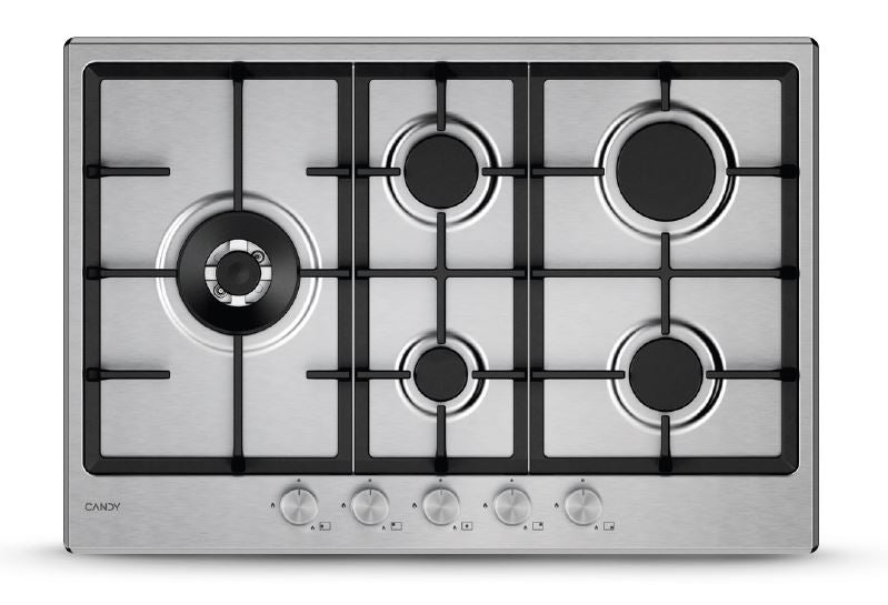 CANDY BI CHG7WL4WTX|33803489|Piano Gas da 75cm inox;  Griglie in ghisa; 5 fuochi ; bruciatore specia