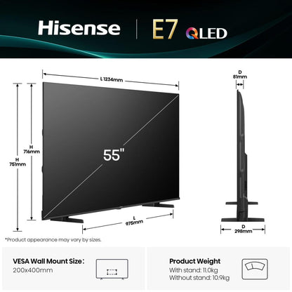 HISENSE ELETTRONICA 55E79Q | TV | TV LED | TV LED 50"-55" | TV QLED 55"UHD 4K 60HZ DVBT2/S2 SMART VI