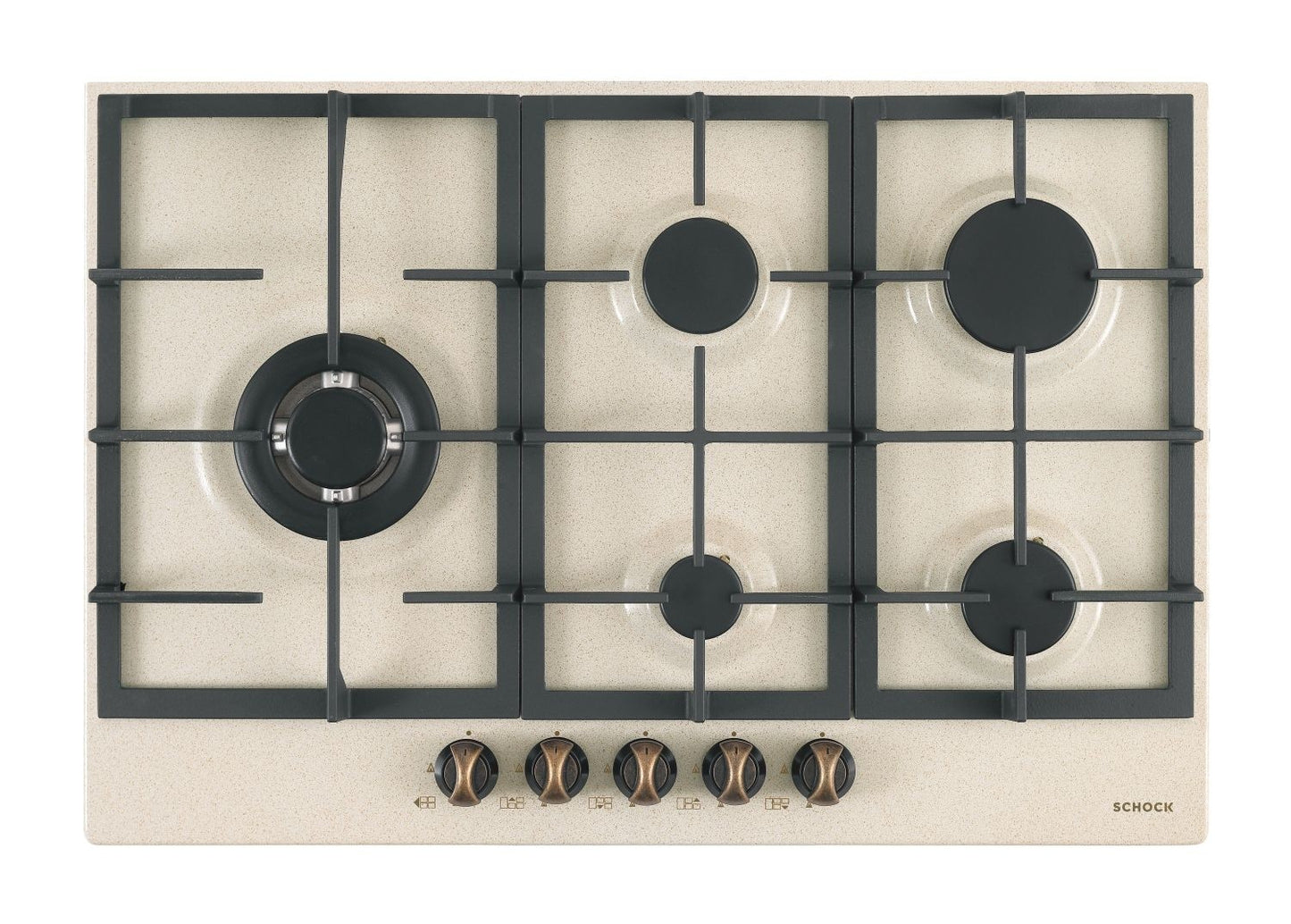 Schock STR85TH58 | 5 FUOCHI GAS - TRIPLA CORONA LAT. 3,8 Kw _ACCENSIONE - VALVOLE DI SICUREZZA - GRI