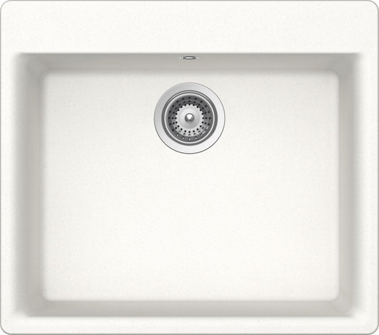 Schock GEMN100A01 | 1 VASCA | Cristalite | 600X530 | BIANCO ASSOLUTO | Base 75 | VASCHE CON BANCO RU