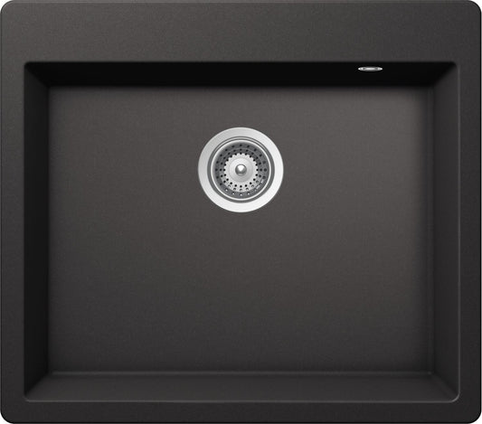 Schock SGTN100SA13 | 1 VASCA | Cristalite | 635x559 | NERO ASSOLUTO | Base 75 | VASCHE CON BANCO RUB