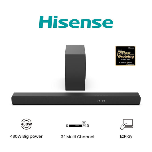 HISENSE ELETTRONICA HS3100 | AUDIO | HOME CINEMA | SOUND BAR | SOUND BAR 3.1 480W BT C/SUBWOOFER NER