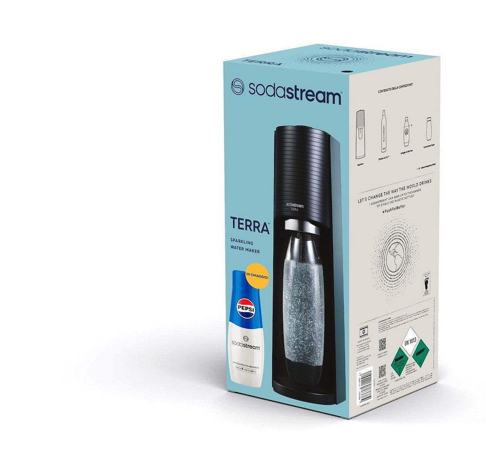 SODASTREAM PED 6000060 | CUCINA | TRATTAMENTO BEVANDE | GASATORI | GASATORE TERRA BLACK STARTER KIT 