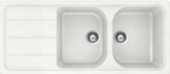 Schock FOMD200A01 | 2 VASCHE + GOCCIOLATOIO - REVERSIBILE | Cristalite | 1160x500 | BIANCO ASSOLUTO 