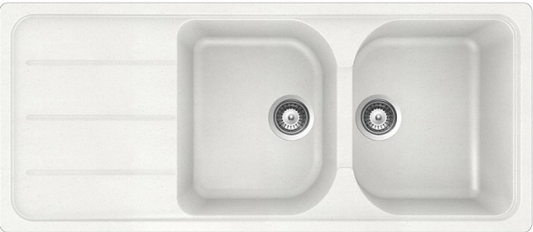 Schock FOMD200A01 | 2 VASCHE + GOCCIOLATOIO - REVERSIBILE | Cristalite | 1160x500 | BIANCO ASSOLUTO 