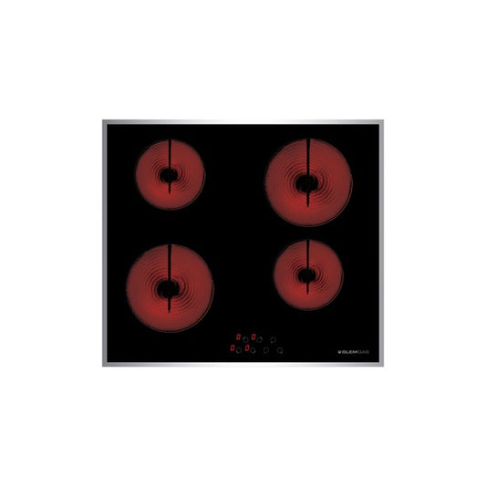 GLEM GAS GTH64TCIX2 | PIANI COTTURA VETROCERAMICA | 60 | NERO (cornice perimetrale acciaio inox) | 6