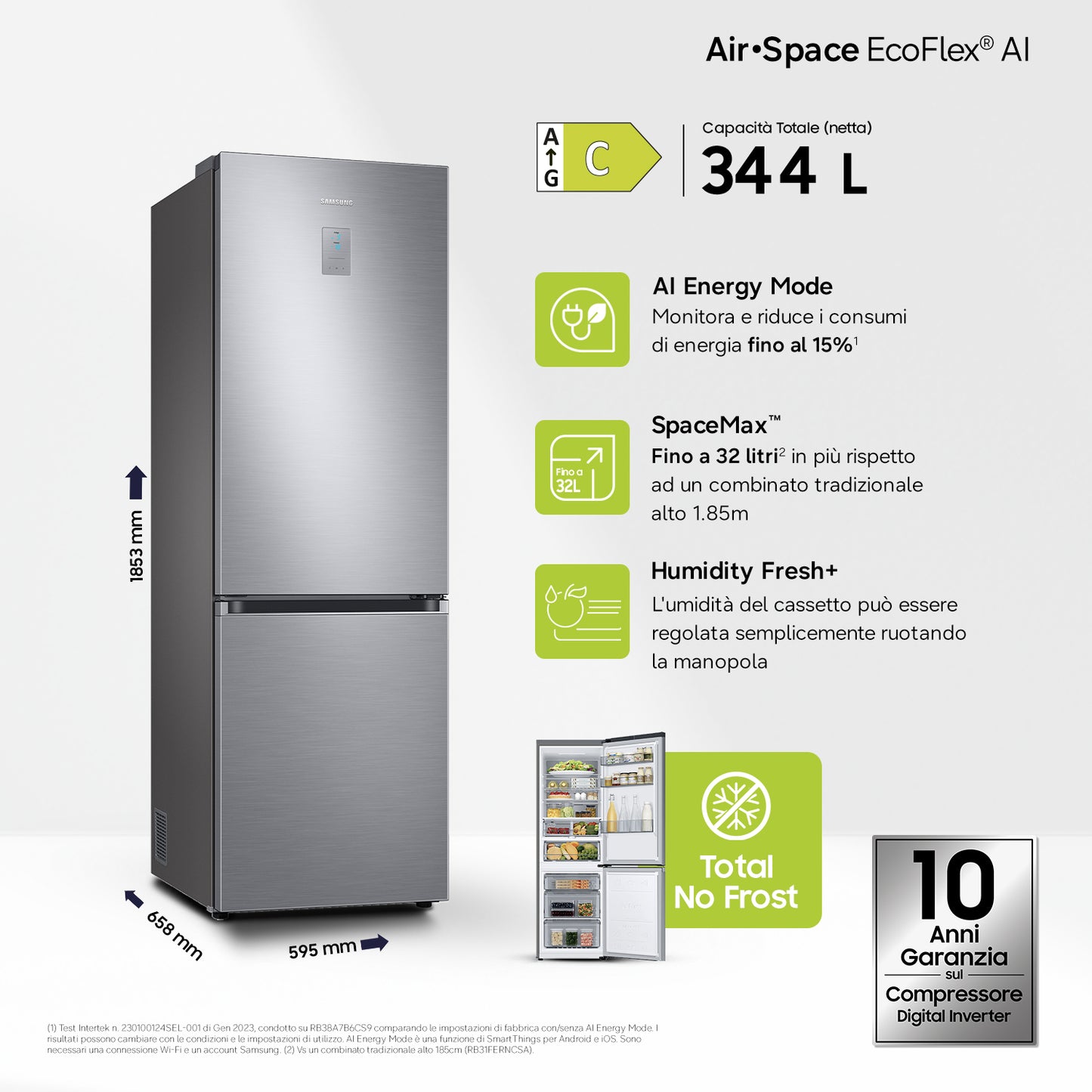 SAMSUNG BIANCO RB34C775CS9EF | FRIGORIFERI | FRIGORIFERI COMBINATI | FRIGO COMBI NO FROST | COMBI 34