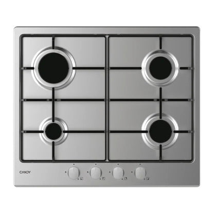 CANDY BI CHW6BRX|33801973|Piano Gas da 60 cm inox;  Griglie in piattina; 4 fuochi con Bruciatore Rap