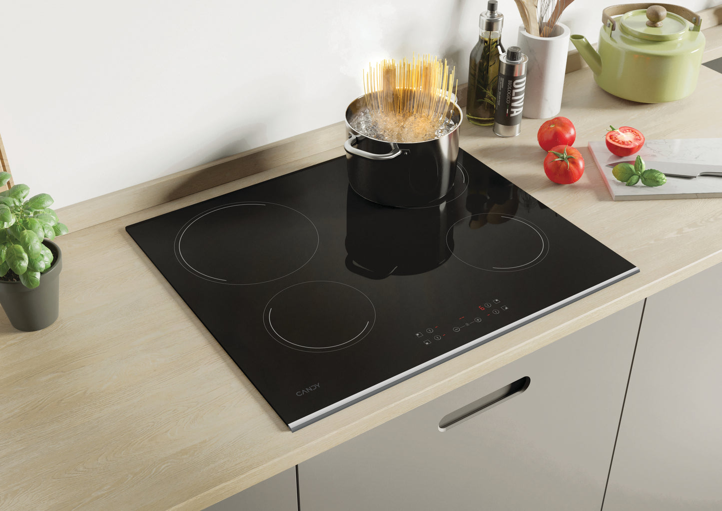 CANDY BI CH64XB|33801795|Piano Vetroceramica 60cm; 4 zone; controllo centrale; ; Potenza 6,5Kw; 10 l