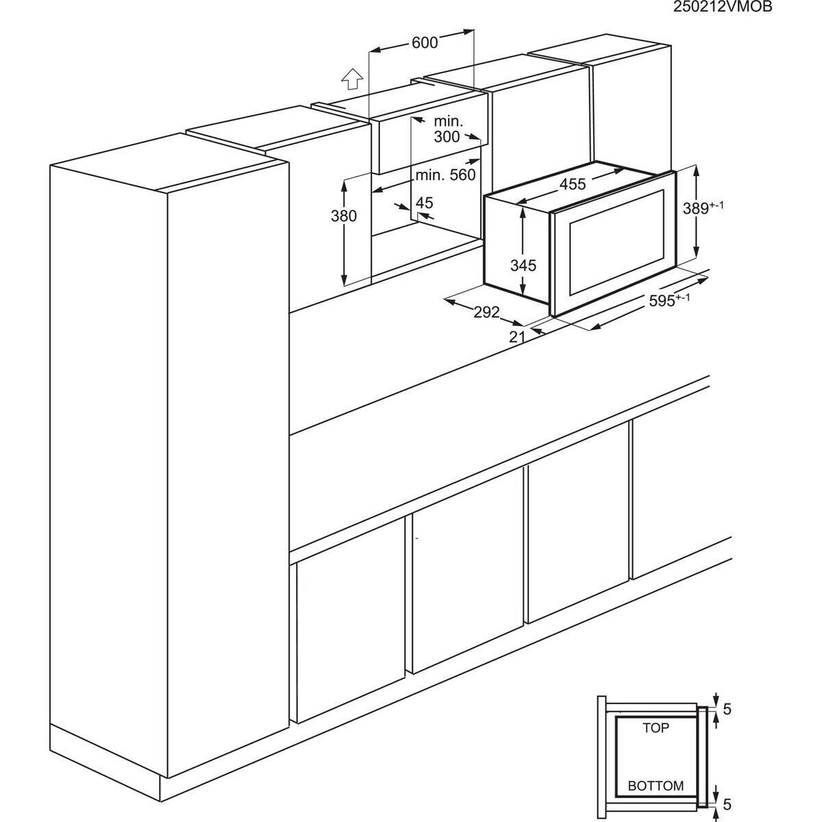 Electrolux BI   MO318GXE   | Microonde con grill - Vano incasso 38 cm - Inserimento nel pensile - Vo
