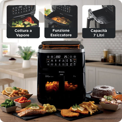 ARIETE PED 4636 | CUCINA | COTTURA CIBI | FRIGGITRICI | FRIGGITRICE AD ARIA VAPORE C/GRILL 1700W 7LT