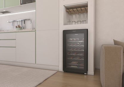 CANDY FS CWC033M | 34005572 | 850x475x456 | 48x85cm, Classe G, finitura Glass Black, Ripiani Acciaio