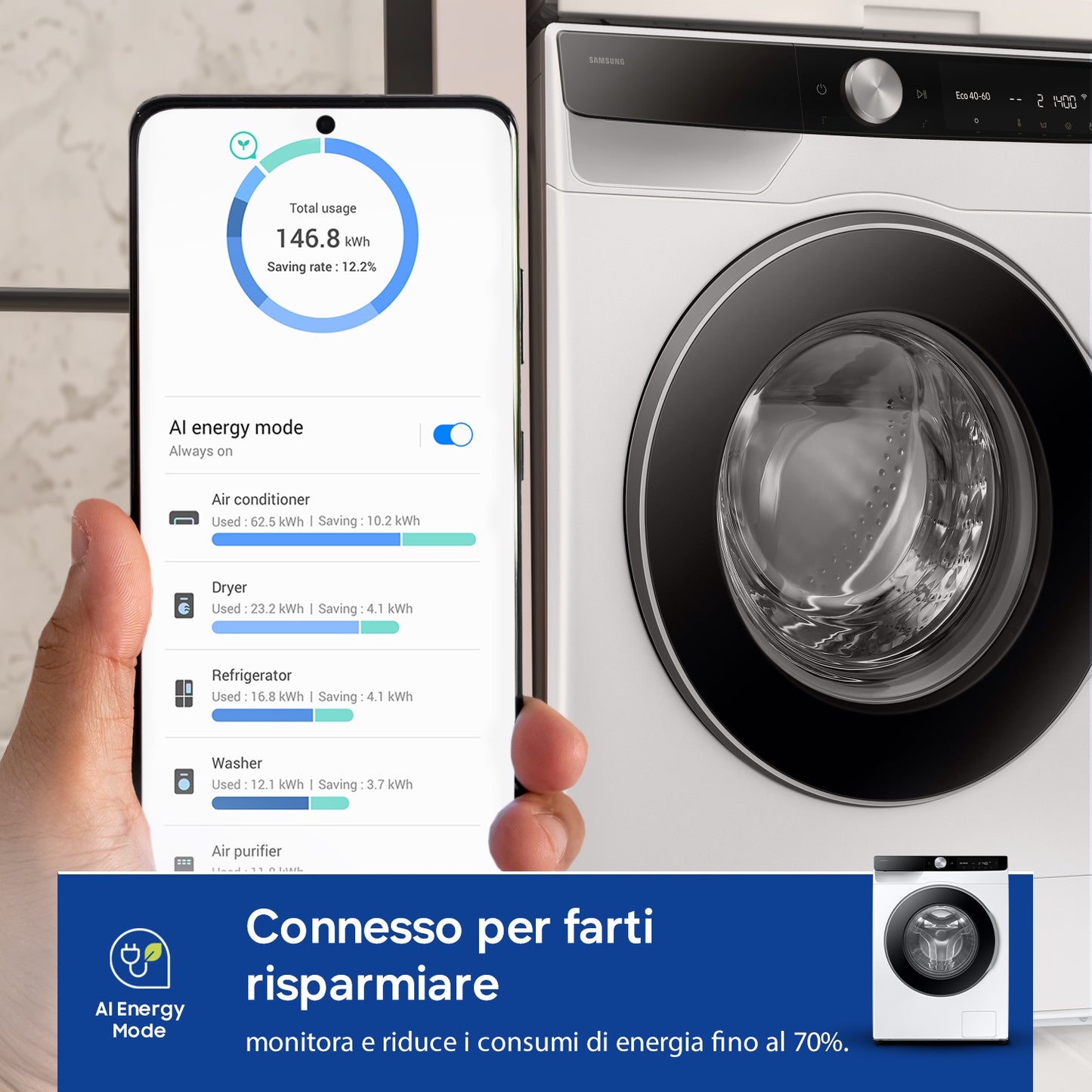 SAMSUNG TRANSF FS PROMO WW11DG6B25LKU3 | LAV.C/FRONT 11KG 1400GIRI CE.A-10% VAP. WIFI NERO