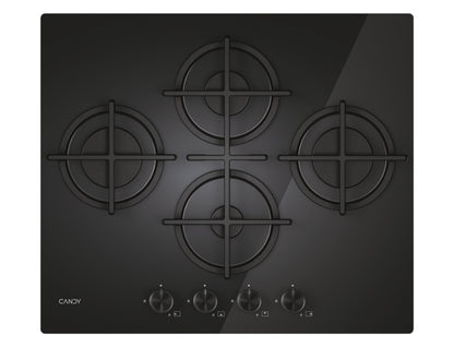 CANDY BI CVG6DTB|33803485|Piano Gas  Vetro Nero; da 60 cm; 4 Fuochi Rombo/Diamond;Griglie in ghisa;