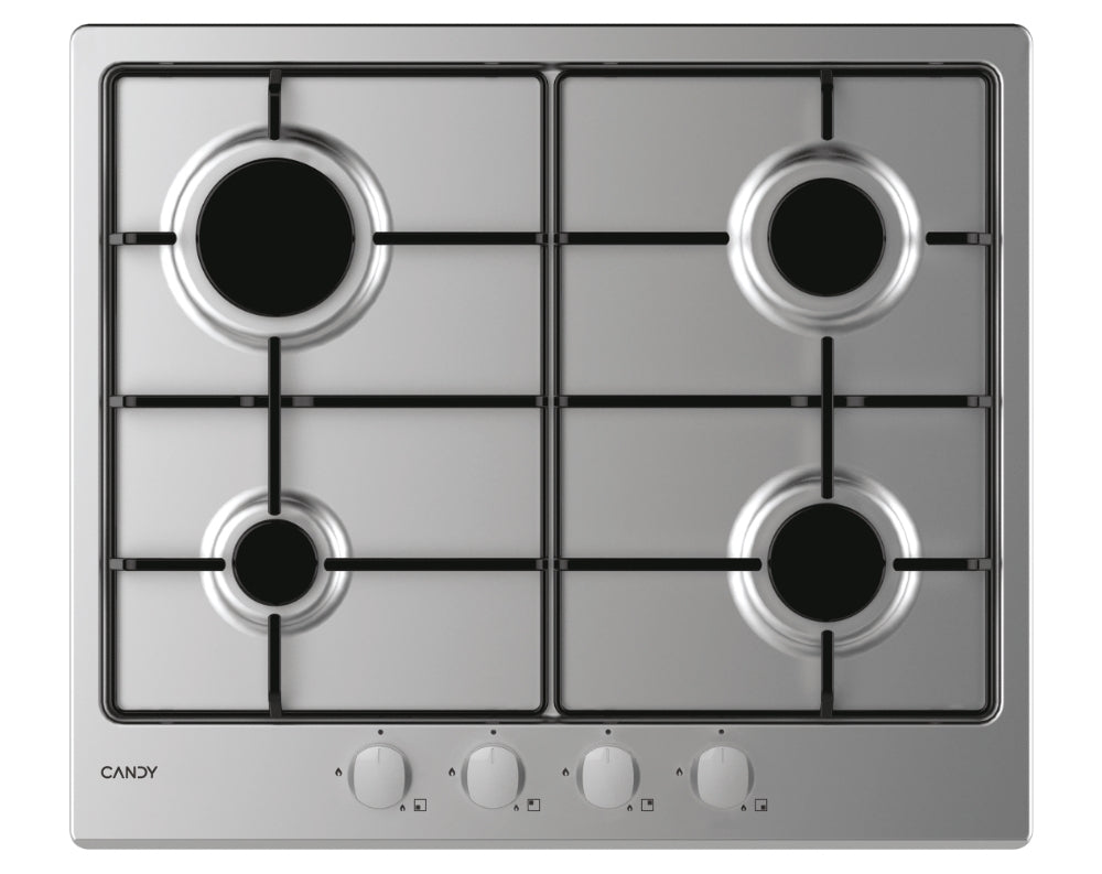 CANDY BI CHW6BRX|33801973|Piano Gas da 60 cm inox;  Griglie in piattina; 4 fuochi con Bruciatore Rap
