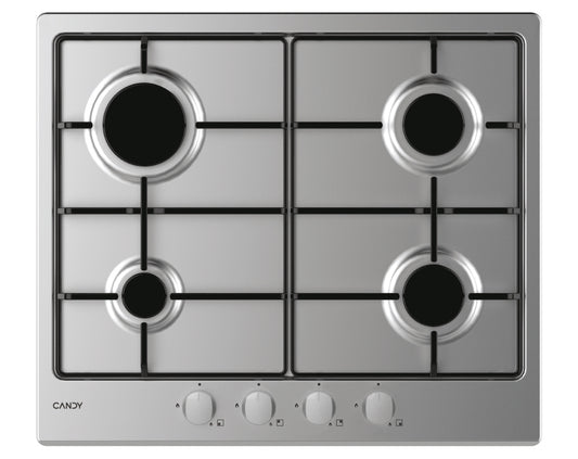 CANDY BI CHW6BRX|33801973|Piano Gas da 60 cm inox;  Griglie in piattina; 4 fuochi con Bruciatore Rap