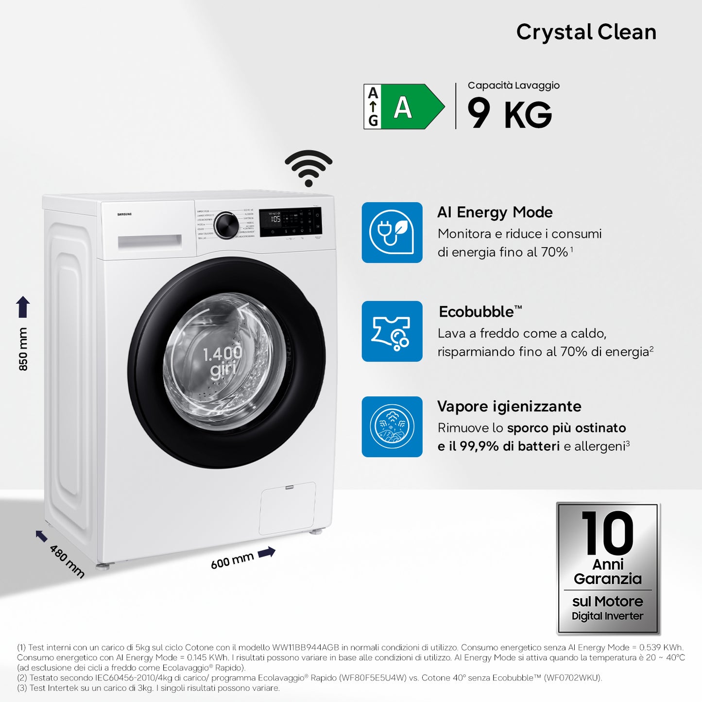 SAMSUNG BIANCO WW90DG5G34AEET | LAVATRICI | LAVATRICI PROFONDITA' RIDOTTA | LAV.SLIM FINO 48CM 8KG-O
