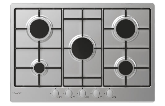 CANDY BI CHW7X|33801969|Piano Gas da 75cm inox;  Griglie in piattina; 5 fuochi; ultraBruciatore Rapi