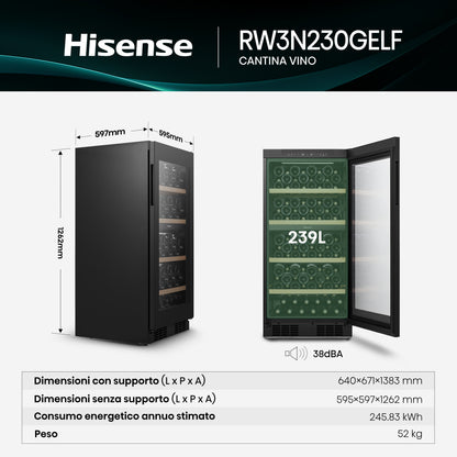 HISENSE BIANCO RW3N230GELF | FRIGORIFERI | CANTINE | CANTINE | CANTINA CE.F 104BOTT. 230LT NO FROST