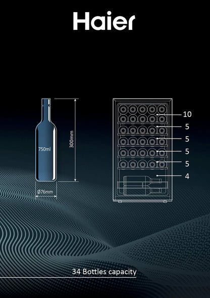HAIER BIANCO HWS34GGH1 | FRIGORIFERI | CANTINE | CANTINE | CANTINA CE.G 34BOTT. 90LT NERO