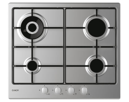 CANDY BI CHW6BR4WX|33801975|Piano Gas da 60 cm inox ;  Griglie in piattina; 4 fuochi; Bruciatore spe
