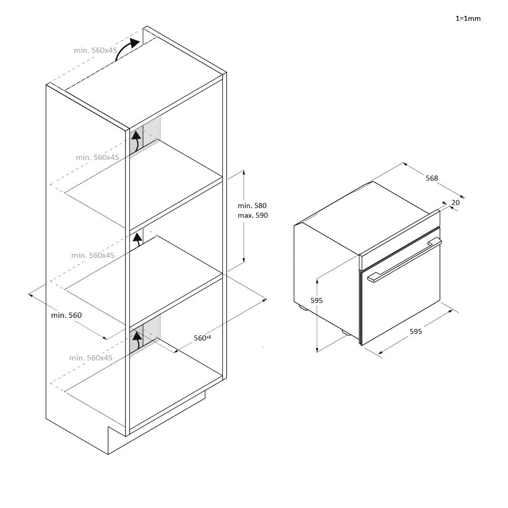 CANDY BI CA6N3T1HTB|33703858|Forno elettrico ventilato Finiture Vetro Nero, Classe Energetica A+, Ca