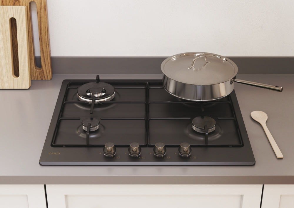 CANDY CHW6BR4WGTGH | 33801982 | Piano Gas da 60cm ghisa;  Griglie in piattina; 4 fuochi DC 4Kw; mano