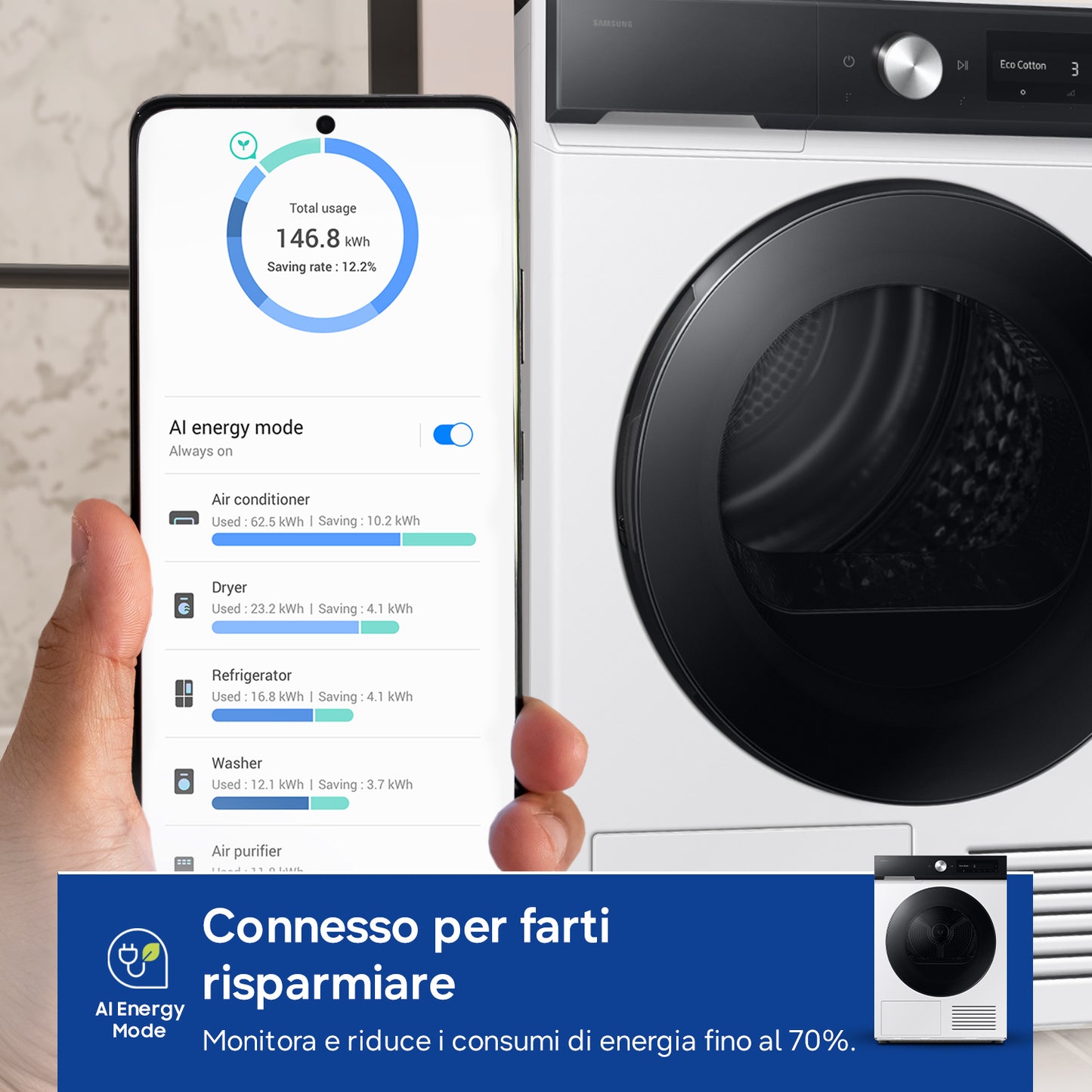 SAMSUNG BIANCO DV90DB7845GEU3 | ASCIUGATRICI | ASCIUGATRICI POMPA DI CALORE | ASCIUG. POMPA DI CALOR
